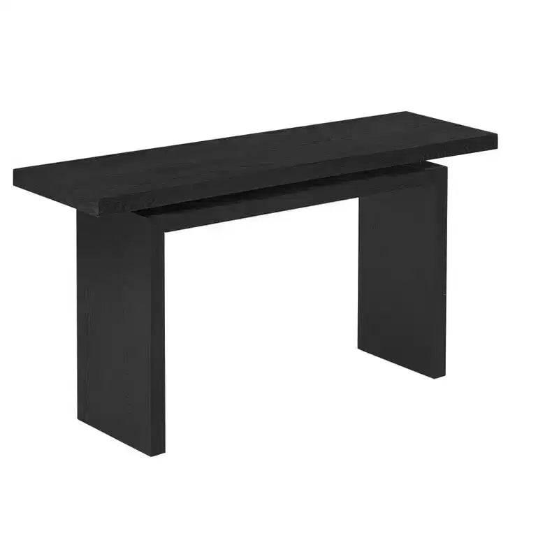 Mesa Consola Minimalista con Chapado de Fresno, Mesa de Entrada Moderna de Madera para Recibidor y Sala de Estar