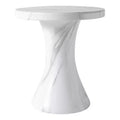 LeisureMod Isidra 19 Round Fiberstone Side Table with Marble-Inspired Finish and Flared Pedestal Base for Living Rooms, Patios, or Lounge Spaces