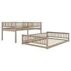 Litera Full XL sobre Queen con escalera y barandales – Estructura de madera marrón