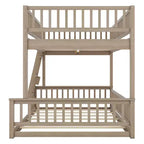 Litera Full XL sobre Queen con escalera y barandales – Estructura de madera marrón