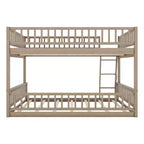 Litera Full XL sobre Queen con escalera y barandales – Estructura de madera marrón