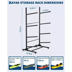 Soporte de almacenamiento para 2 kayaks – Resistente, ajustable, ruedas con seguro, para interior/exterior