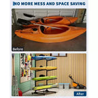 Soporte de almacenamiento para 2 kayaks – Resistente, ajustable, ruedas con seguro, para interior/exterior