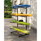 Soporte de almacenamiento para 2 kayaks – Resistente, ajustable, ruedas con seguro, para interior/exterior