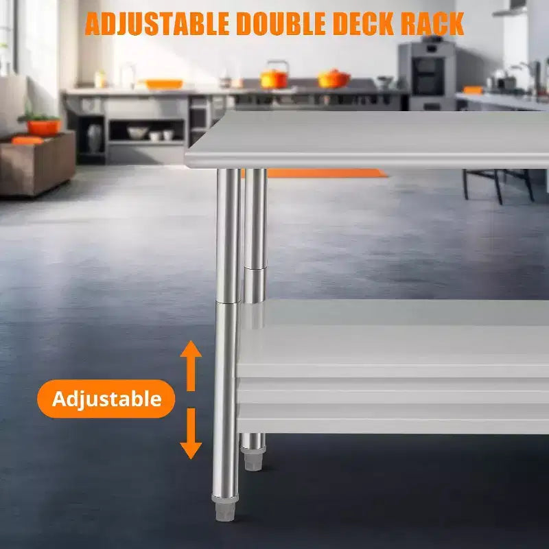 Mesa de trabajo de preparación de cocina comercial de 36*24*35 pulgadas con estante inferior ajustable, mesa de utilidad de acero inoxidable para restaurante, garaje, hotel, borde redondeado