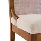 Sillas de comedor tapizadas de madera de caucho con respaldo de ratán – Juego de 2
