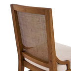 Sillas de comedor tapizadas de madera de caucho con respaldo de ratán – Juego de 2