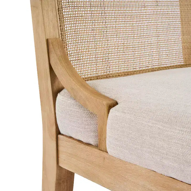 Sillas de comedor tapizadas de madera de caucho con respaldo de ratán – Juego de 2