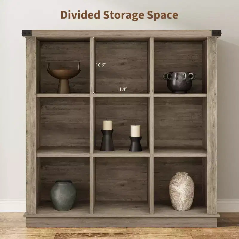 Estantería organizadora de 9 cubos – Librería horizontal estilo rústico de 4 niveles, 95 cm de madera
