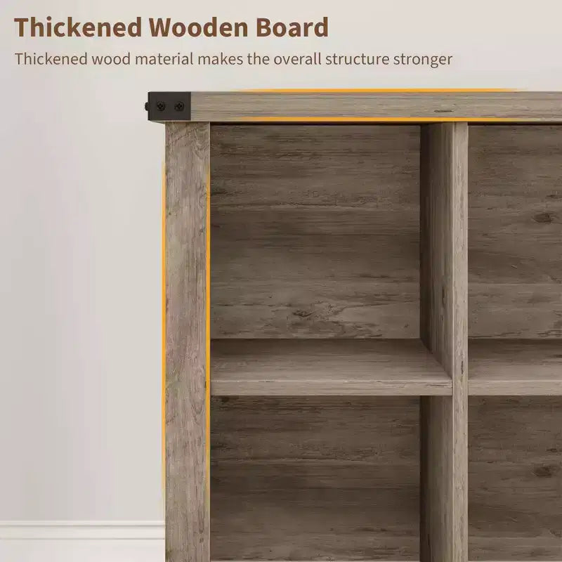 Estantería organizadora de 9 cubos – Librería horizontal estilo rústico de 4 niveles, 95 cm de madera