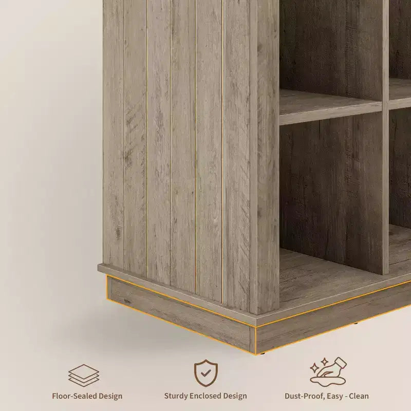 Estantería organizadora de 9 cubos – Librería horizontal estilo rústico de 4 niveles, 95 cm de madera