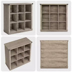 Estantería organizadora de 9 cubos – Librería horizontal estilo rústico de 4 niveles, 95 cm de madera