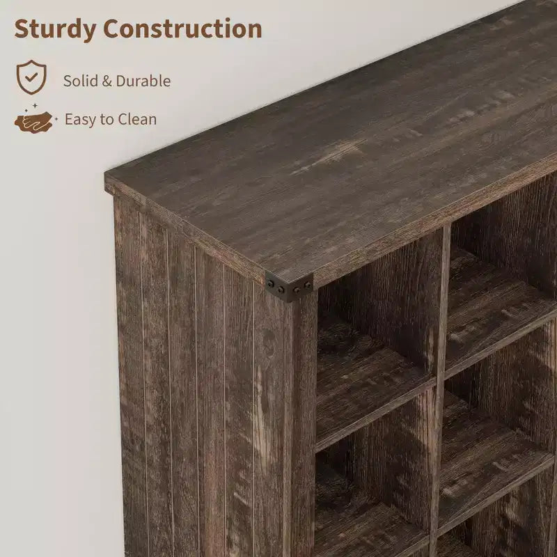 Estantería organizadora de 9 cubos – Librería horizontal estilo rústico de 4 niveles, 95 cm de madera