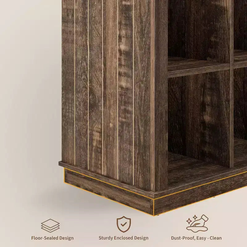 Estantería organizadora de 9 cubos – Librería horizontal estilo rústico de 4 niveles, 95 cm de madera