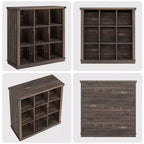 Estantería organizadora de 9 cubos – Librería horizontal estilo rústico de 4 niveles, 95 cm de madera