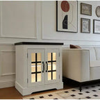 Aparador de bufé con almacenamiento, bufé con puertas de vidrio y toma de corriente para cocina, barra de café, sala de estar