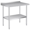 COZONY Stainless Steel Prep & Work Table with Backsplash, Heavy Duty Commercial Table with Adjustable Under Shelf for Kitchen, Restaurant, Business