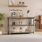 Mesa consola rústica con almacenamiento, mesa de sofá estrecha de 120 cm y mesa de entrada para sala de estar, mueble auxiliar de pasillo de madera de 3 niveles