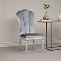 Royal Hampton Side Dining Chair Set of 2, Silver Wood, Gray Fabric Cushioned Seats