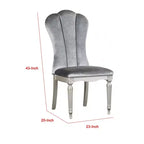 Juego de 2 sillas de comedor - Estructura de madera plateada, asientos tapizados de tela gris