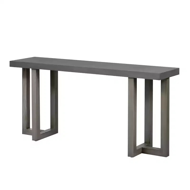 Mesa consola de madera única con diseño geométrico, mesa de entrada de madera moderna para sala de estar y recibidor