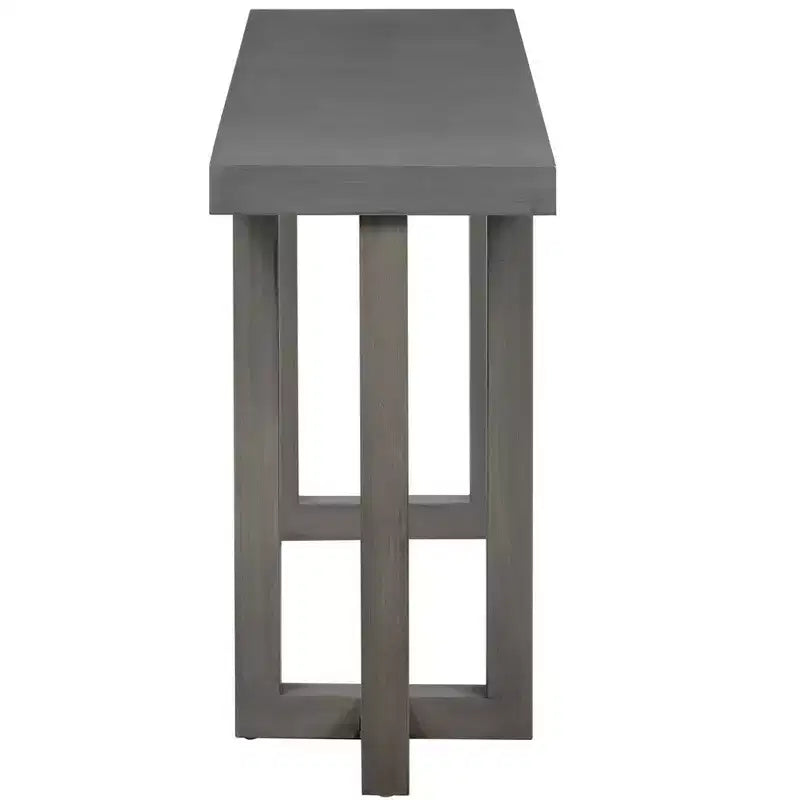 Mesa consola de madera única con diseño geométrico, mesa de entrada de madera moderna para sala de estar y recibidor