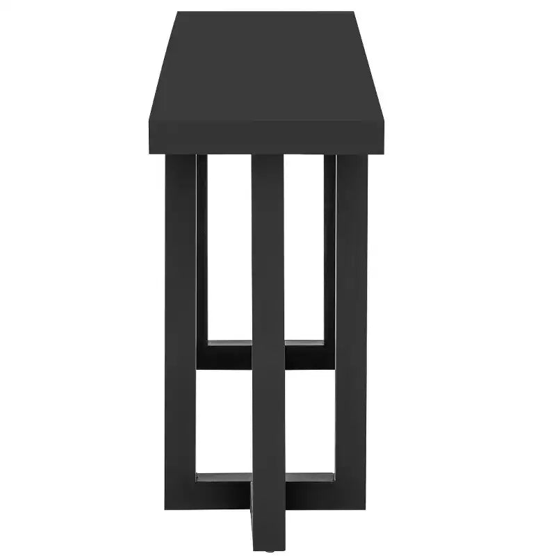 Mesa consola de madera única con diseño geométrico, mesa de entrada de madera moderna para sala de estar y recibidor