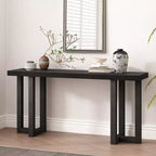 Unique Wood Console Table with Geometric Design, Modern Wood Entryway Table for Living Room and Entryway
