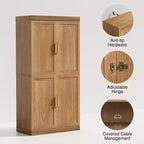 Aparador Moderno de 31" – 2 Puertas, Estante Ajustable, Madera Natural
