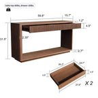 Mesa consola de chapa de madera rústica – Mesa de sofá/recibidor acanalada de 2 cajones para sala de estar