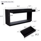 Mesa consola de chapa de madera rústica – Mesa de sofá/recibidor acanalada de 2 cajones para sala de estar