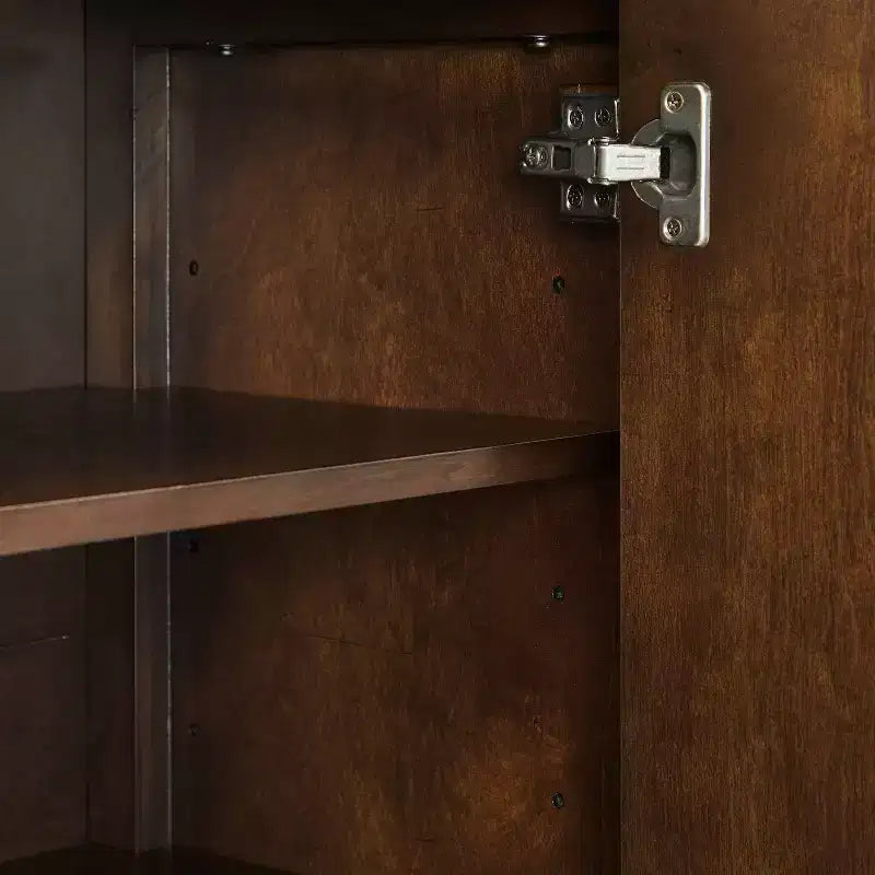 Aparador Darcy - Marrón Oscuro, Chapa de Madera, 2 Puertas, 6 Estantes Ajustables, Antivuelco