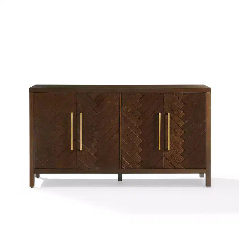 Aparador Darcy - Marrón Oscuro, Chapa de Madera, 2 Puertas, 6 Estantes Ajustables, Antivuelco