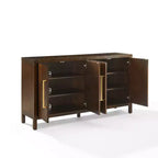 Aparador Darcy - Marrón Oscuro, Chapa de Madera, 2 Puertas, 6 Estantes Ajustables, Antivuelco