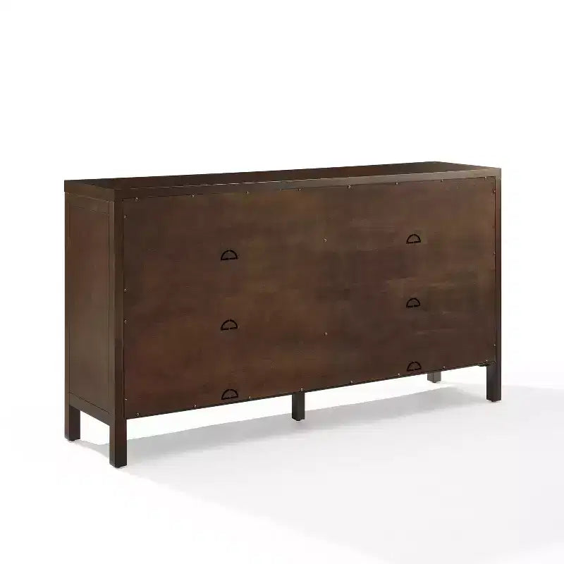 Aparador Darcy - Marrón Oscuro, Chapa de Madera, 2 Puertas, 6 Estantes Ajustables, Antivuelco