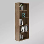 Estantería de madera de 5 estantes estándar – Nogal, estilo moderno, MDF, 5 estantes abiertos, 175 cm de alto