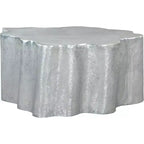 Forest Grove Coffee Table Aluminum Antique Silver - ZM Home: Modern Bohemian Irregular Pedestal, Living Room Decor