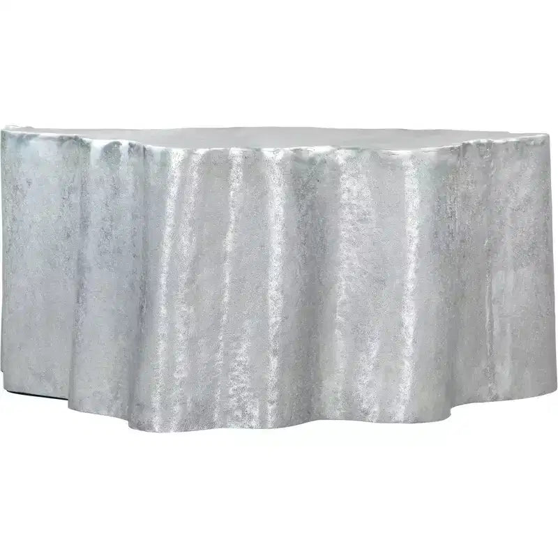 Mesa de centro Forest Grove – Aluminio plata envejecida, pedestal irregular bohemio moderno
