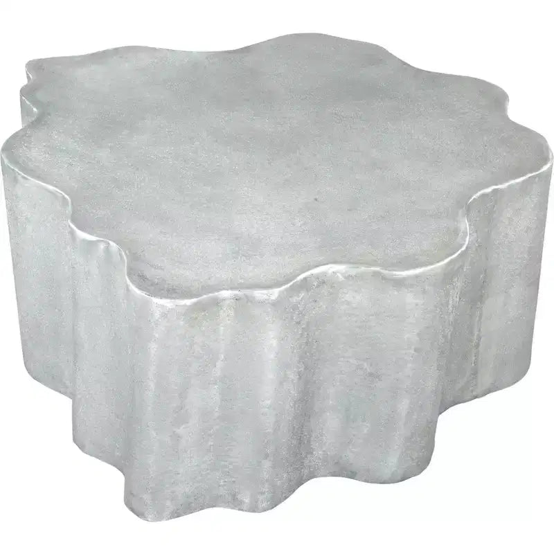 Mesa de centro Forest Grove – Aluminio plata envejecida, pedestal irregular bohemio moderno