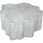Mesa de centro Forest Grove – Aluminio plata envejecida, pedestal irregular bohemio moderno