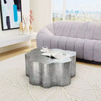 Mesa de centro Forest Grove – Aluminio plata envejecida, pedestal irregular bohemio moderno