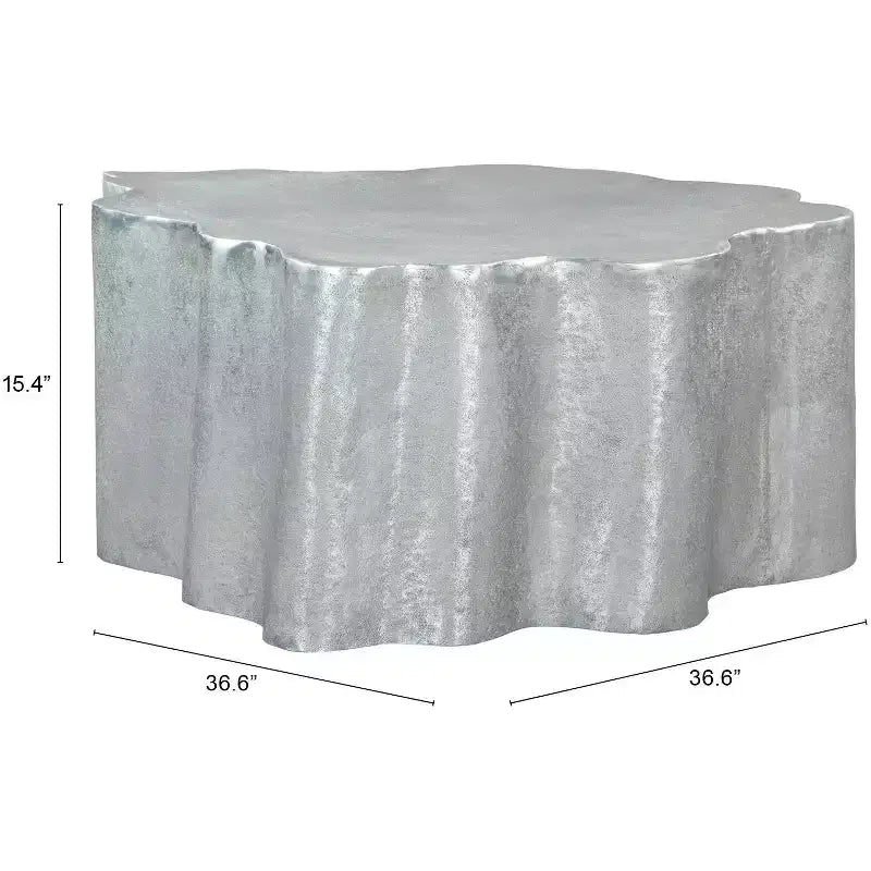 Mesa de centro Forest Grove – Aluminio plata envejecida, pedestal irregular bohemio moderno