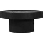 Mesa de centro The Dalles – Madera de mango, negra, base de pedestal moderna, no requiere montaje