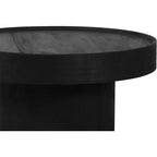 Mesa de centro The Dalles – Madera de mango, negra, base de pedestal moderna, no requiere montaje