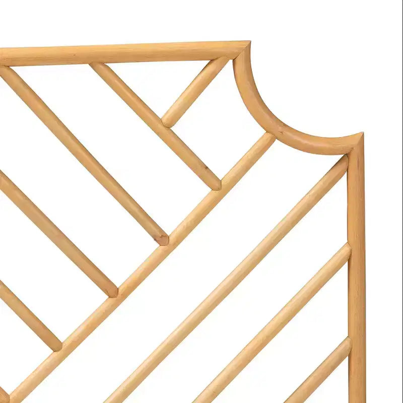 Cabecero de pared Queen Rattan – Natural/Marrón, patrón de chevrón hecho a mano