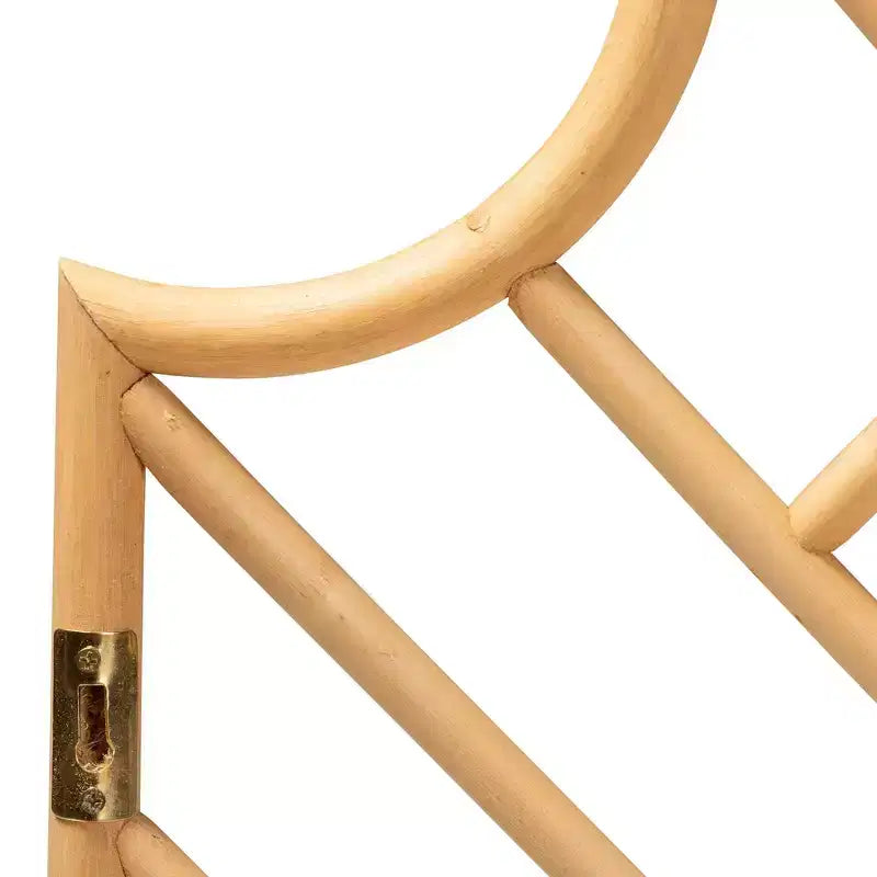 Cabecero de pared Queen Rattan – Natural/Marrón, patrón de chevrón hecho a mano