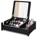 Costway 2-in-1 Vanity Dresser w/ Flip-Top Mirror Tabletop Storage Box Makeup Laptop Black