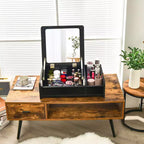 Tocador 2 en 1 con espejo elevable, caja de almacenamiento de sobremesa (para maquillaje/portátil), negro