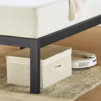 Kasi Cama de plataforma de metal con estante en el cabecero – Negro, no requiere somier