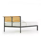 Kasi Cama de plataforma de metal con estante en el cabecero – Negro, no requiere somier